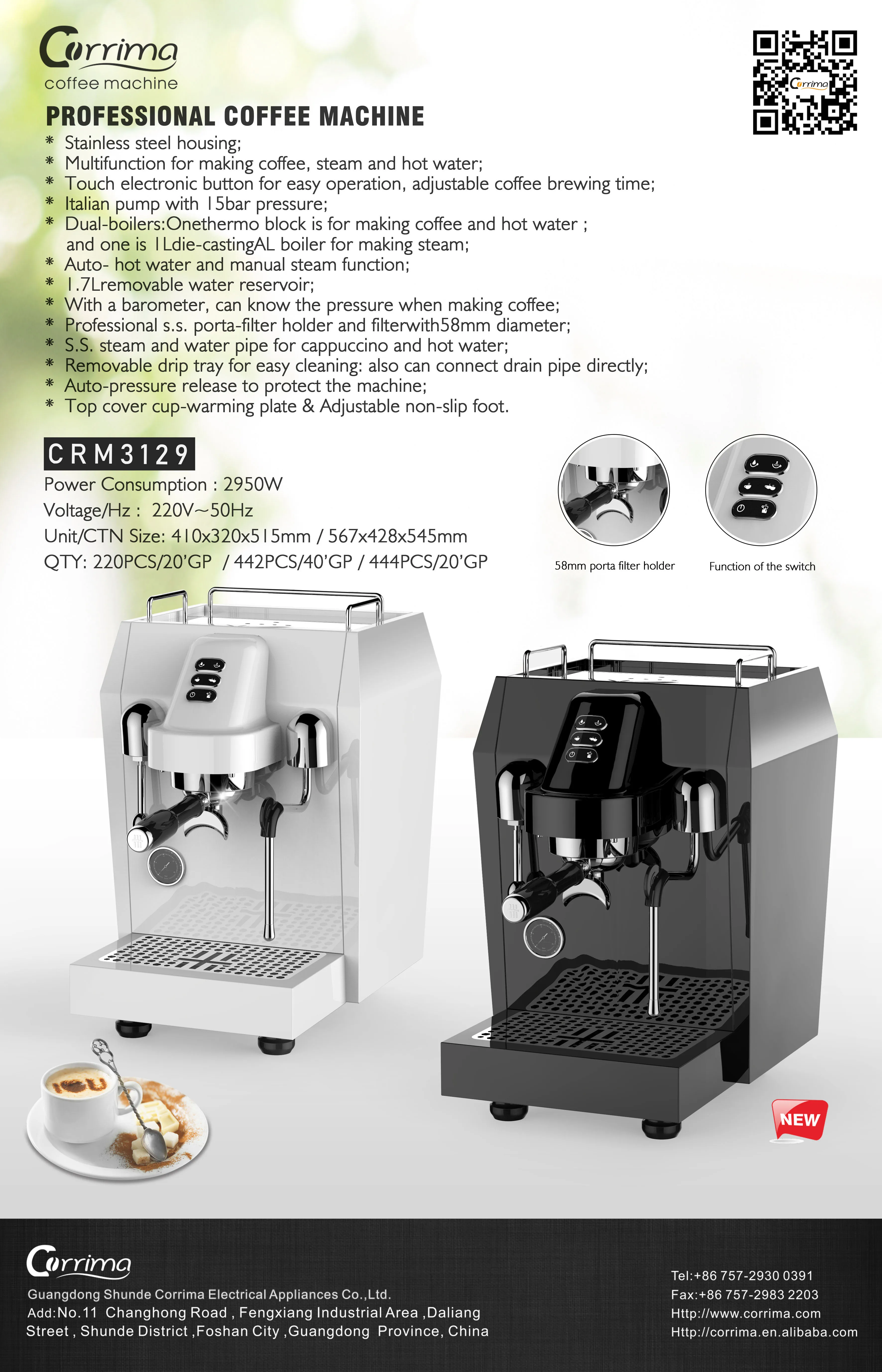 New Design Cafetera Espresso Coffee Machine With Milk Frothing Machine ...