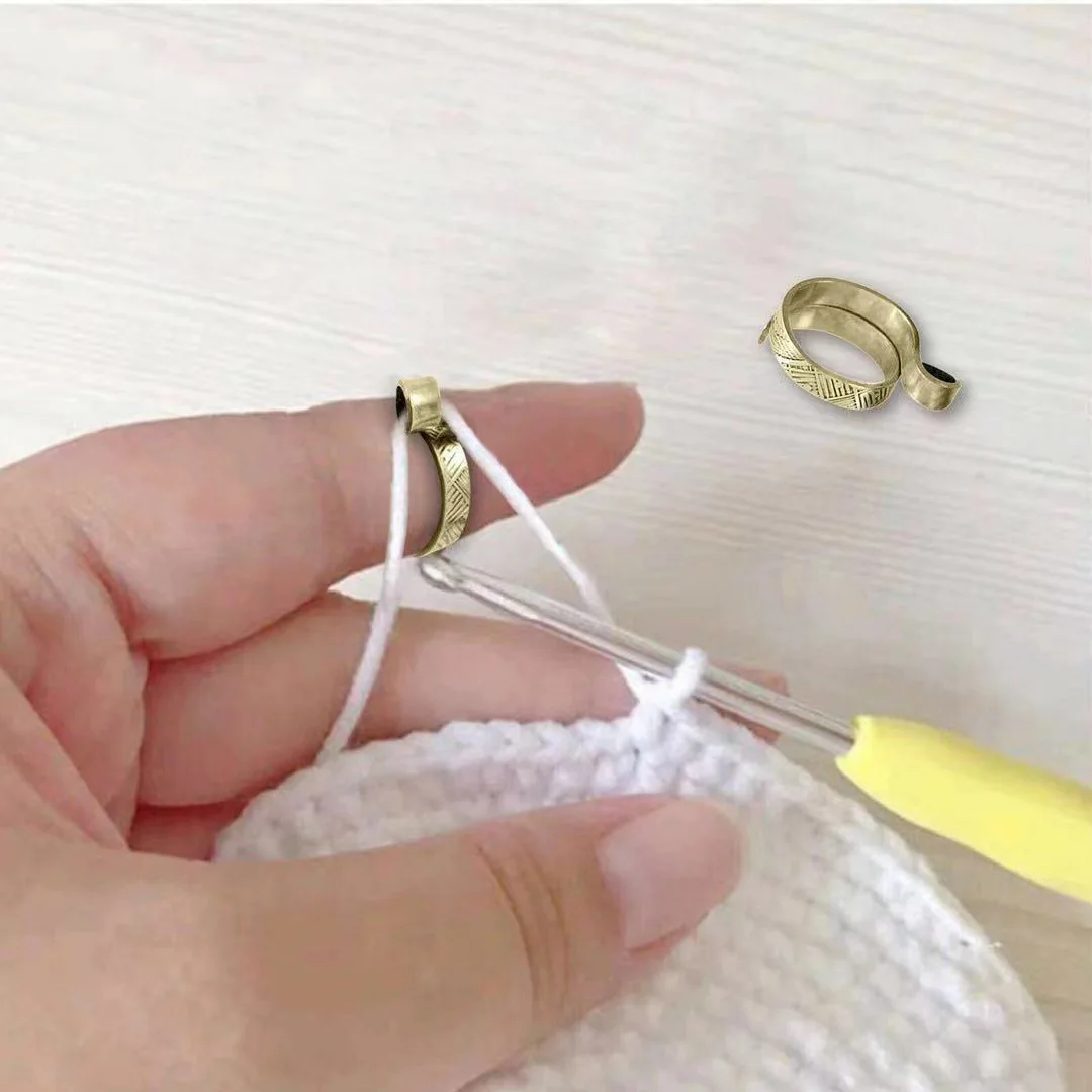 Crochet Ring Yarn Crocheting Finger Ring Metal Open Yarn Guide