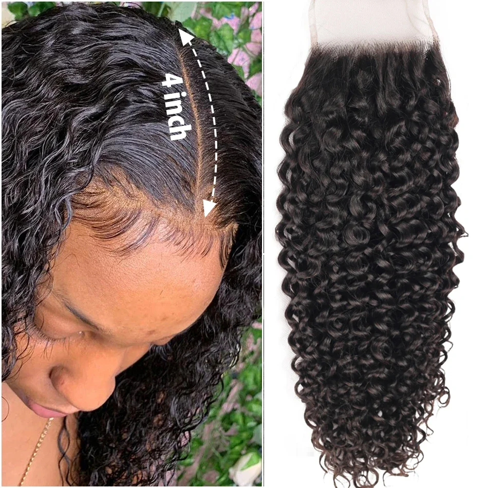 Kinky Curly Brazilijos žmogaus plaukai giliai banguoti nėrinių užsegimai_voghion.com