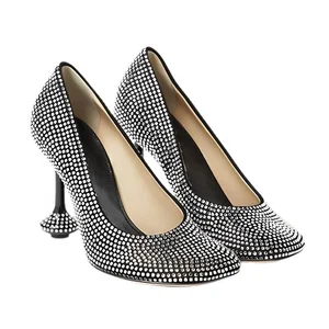 Elegant Ladies High Heel Party Wearing Dress Shoes Super Round Toe Diamonds Girls High Heel Shoes