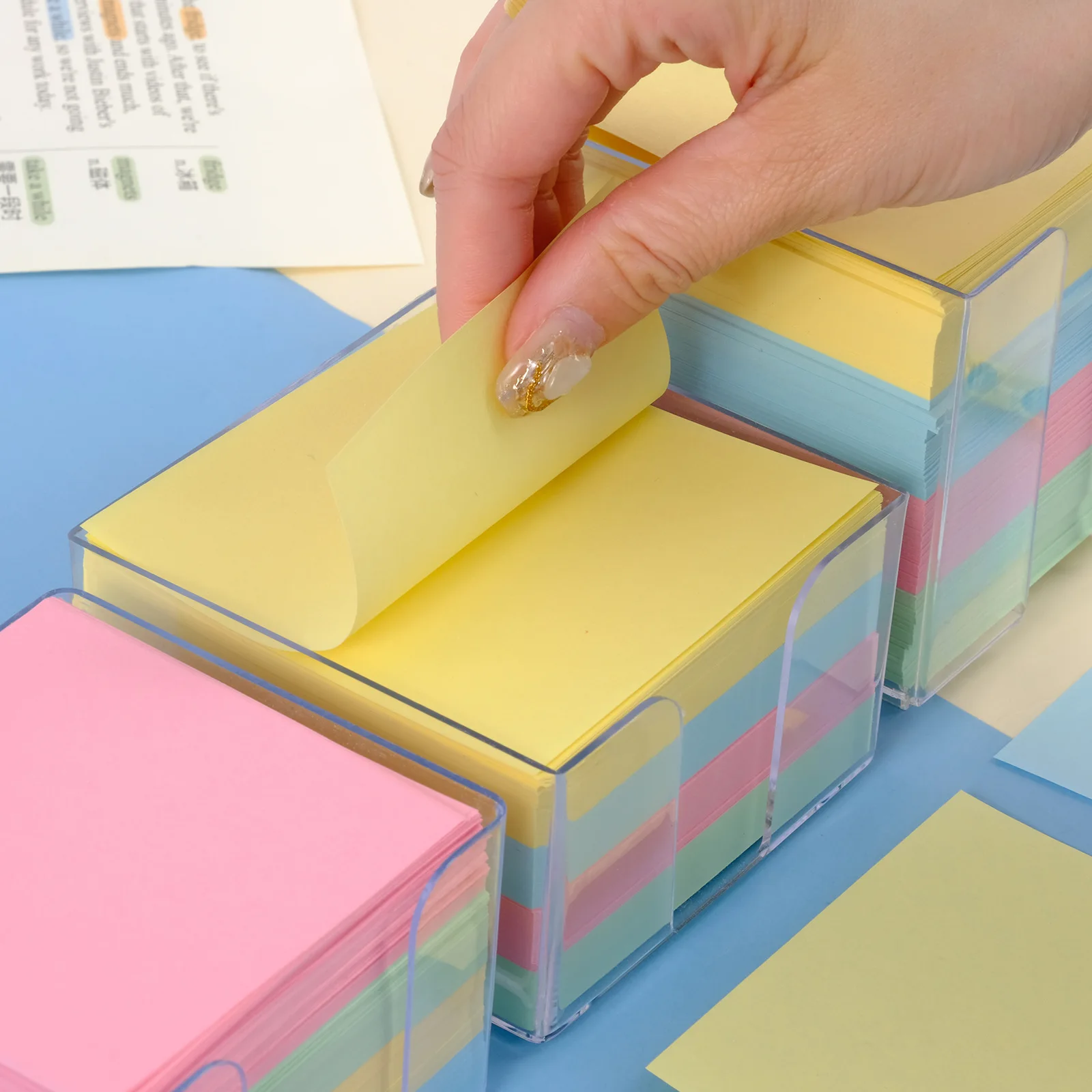 Customized Memo Cube Paper Notepads Sticky Note with Plastic Memo Holder