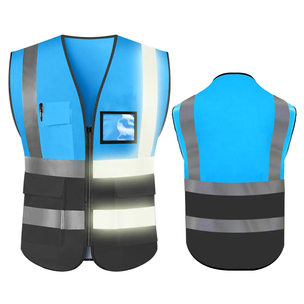 Custom High Visibility Unisex Reflective Vest Two Tone Security Officer Safety Vest Construction