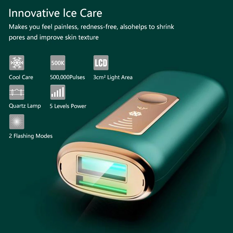 Permanent Painless Ice-Cooling IPL  Hair Removal handset for Women & Men Permanent  with 510K