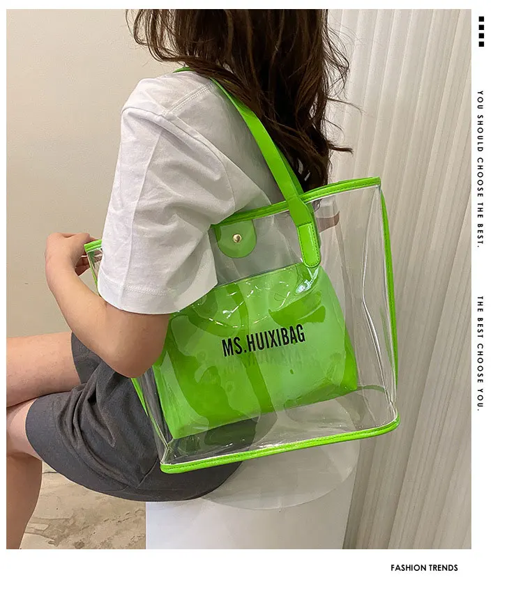 Reasuble Eco Large Waterproof Vinyl Jelly Clear Shopping Handbag Custom ...