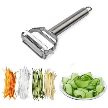 RTS 2 in 1 Fruit Vegetable Tools Stainless Steel Carrot Julienne Firm Grip Home Potato Peeler Vegetable Fruit Julienne Peeler