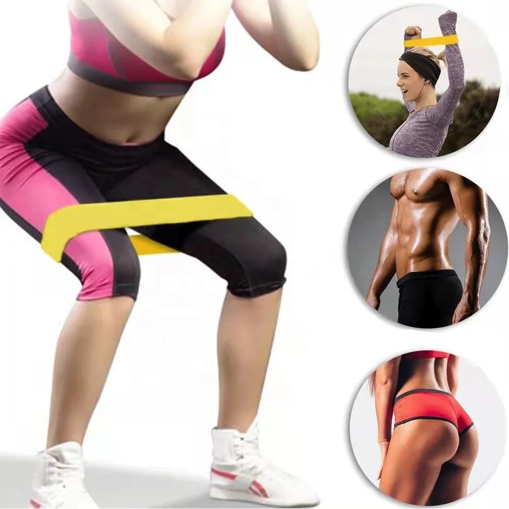 Latex Resistance Bands Set Custom Logo Mini Loop Fitness Bands Hip Booty Exercise Bands for Yoga Body Building Workout Home
