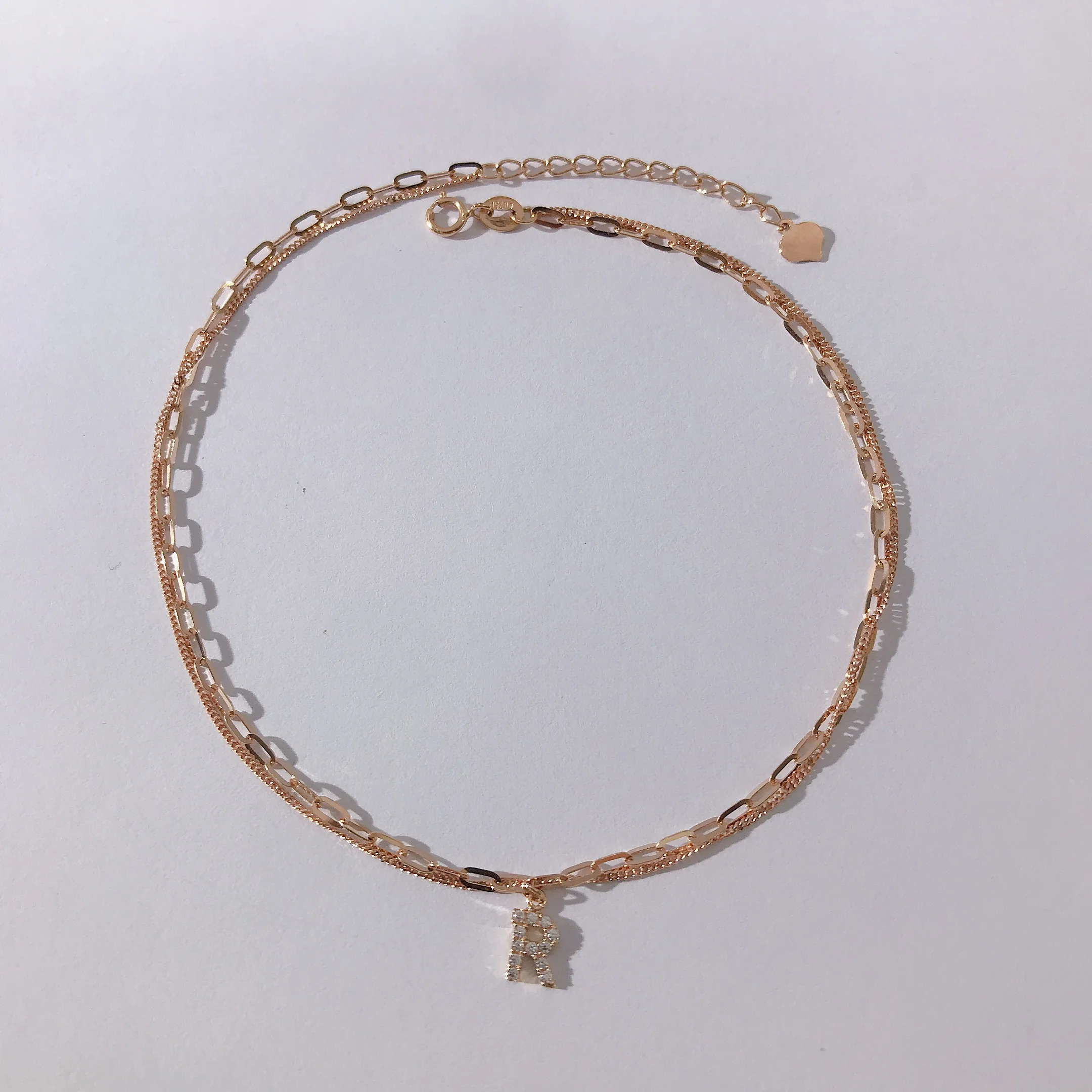 Wholesale Link Anklet Chain Anklet 18k Real Gold R Letter Anklet Jewelry for Women