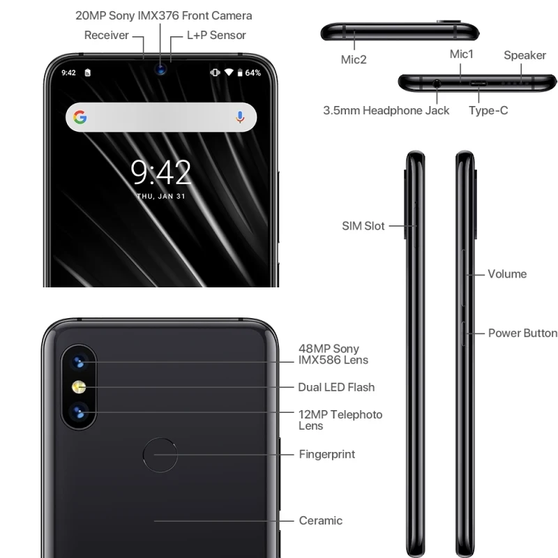 【美品】UMiDIGI S3 Pro スマホ 6GB 128GB SIMフリー Umidigi S3 Pro, 128GB ROM + 6GB RAM,4G,Black,BRAND NEW,Buy 1