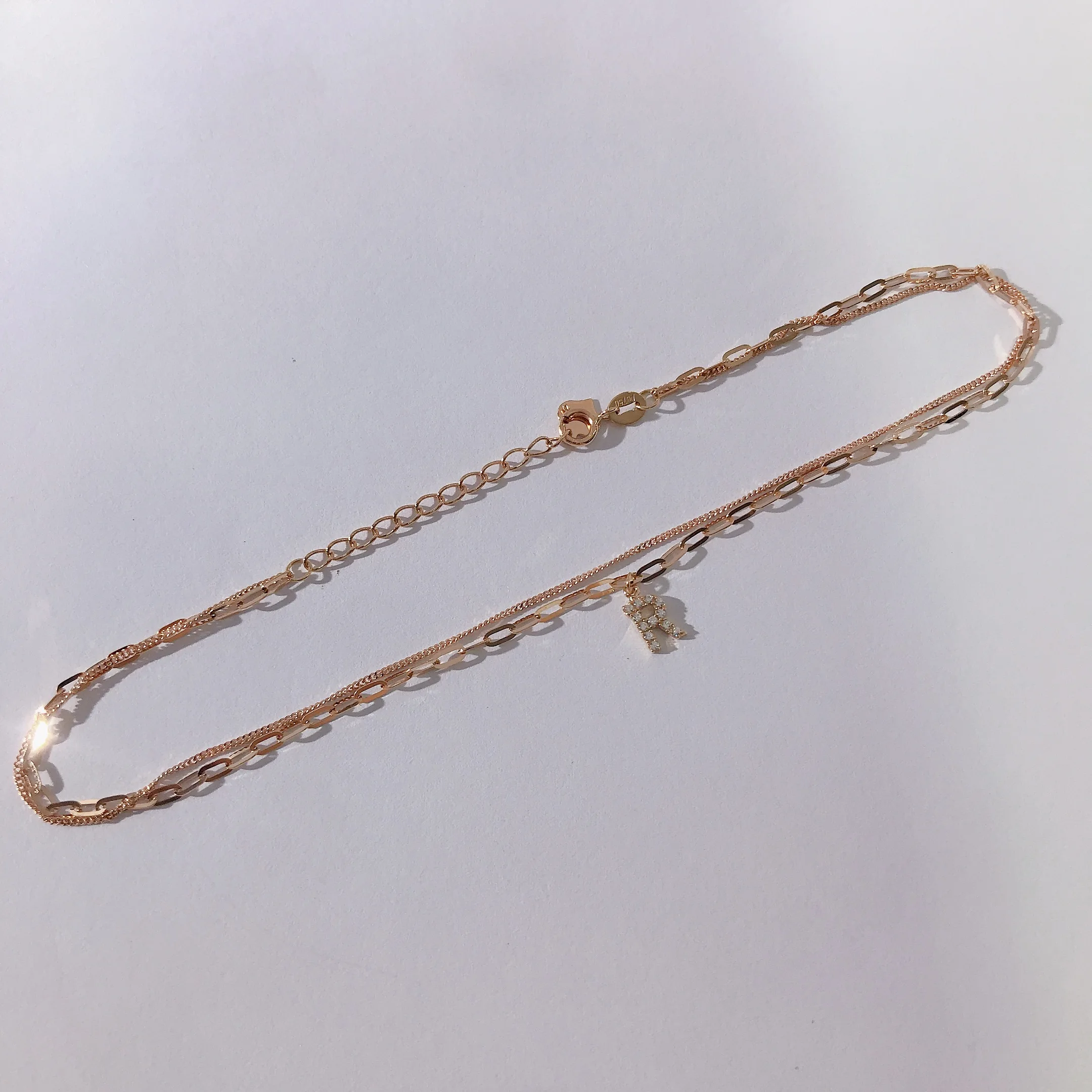 Wholesale Link Anklet Chain Anklet 18k Real Gold R Letter Anklet Jewelry for Women
