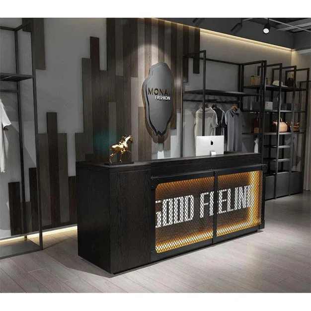 M2 Store Design Industrial Style Modern Coffee Shop Display Counter Clothing Bar Hotel Cafe Shop Design Reception Desk for Spa