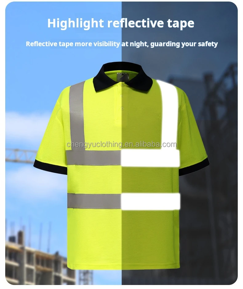 High Visibility Polo Shirt Reflective Safety T-Shirt Customized Polo Work Shirts Reflective T-shirt 