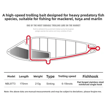 For Nobi Sea Fishing Trolling VIB Big G Heavy Luya Bait Boat Far Throwing Single Hook Fake Bait Submerged Golden Gun GT Bait – Trolling Lure – view 4
