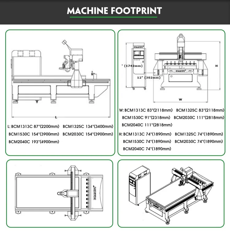 Jinan Bcamcnc Woodworking Making Cnc Router Machine Bcm1325c