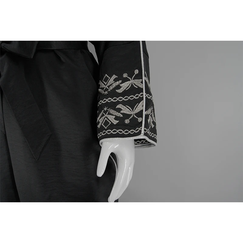 Long Sleeve Abayas With Belt Islamic Clothing Tassel Embroidery Maxi Dress Women Jilbabs Open Front Abaya Muslim Kaftans