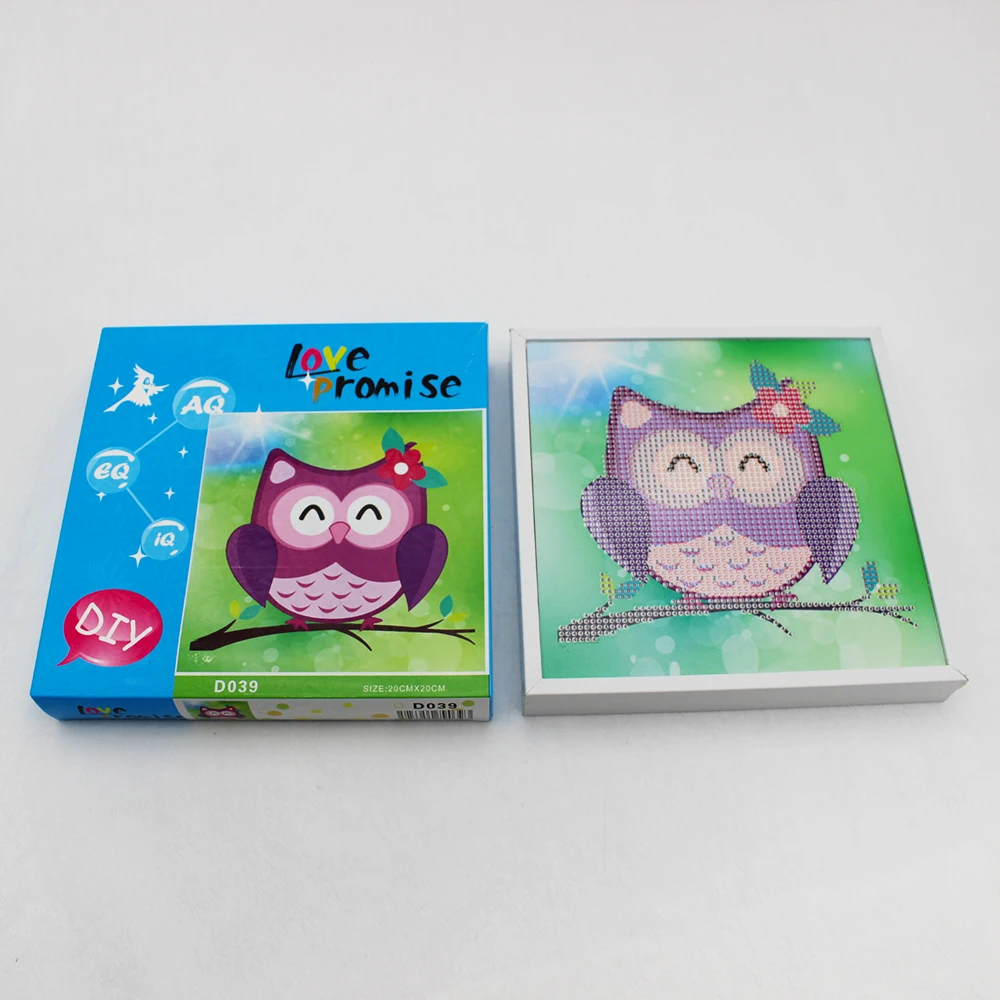 4-teiliges Diamantmalerei-Set Für Kinder – Tier-Motive 15x15 Cm (Panda, Schildkröte, Eule, Kuh)