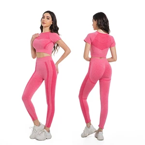OEM/ODM Yoga Suit Quick-drying Tight Sports Pants Short-sleeved Suit Online Celebrity Peach Running Yoga Underwear Women's Suit