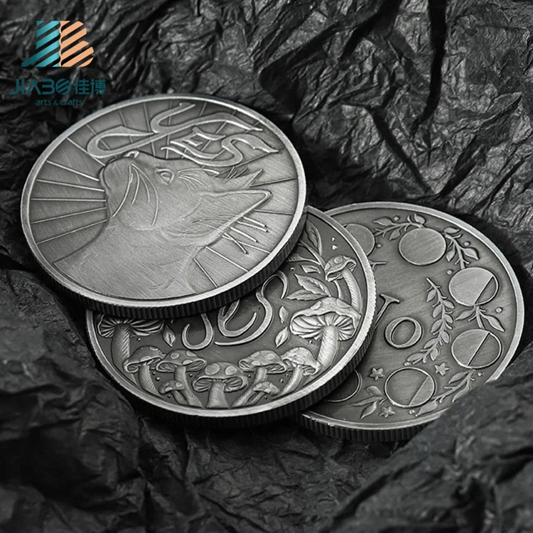 Jiabo Cheap Custom Made Yes No Metal Antique Old Silver 3d Dice Game Coin
