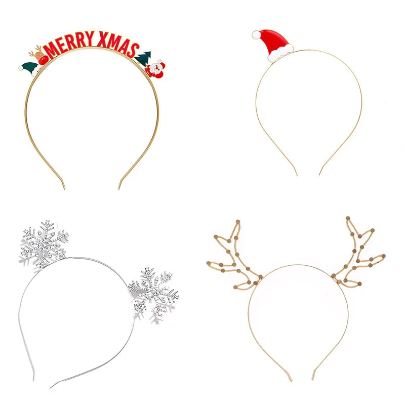 Металлическая Алмазная Снежинка рождественские повязки на голову для вечеринки девушки аксессуары для волос снежинки