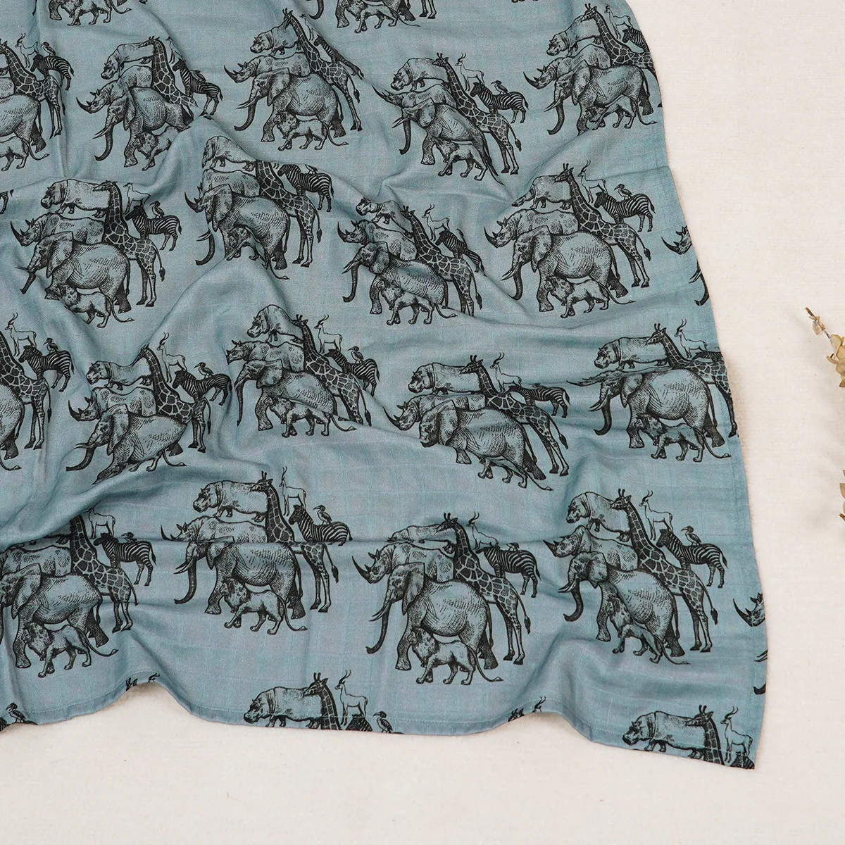 Happy Flute Custom Swaddle Blanket Breathable Cotton Muslin Soft Receiving Baby Blanket Neutral Swaddle Wrap