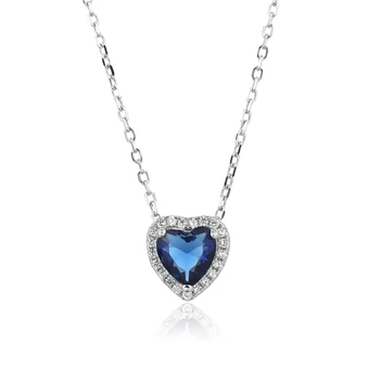 Wholesale Engagement Gift Jewelry 925 Sterling Silver CZ Heart Pendant Necklace For Women