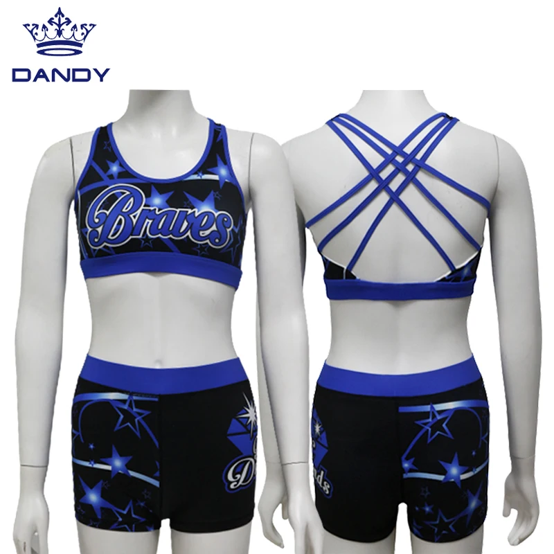 Wholesale Kids Cheerleading Uniforms Cheerleader Outfit Sublimation Practice Wear Cheer Bra And