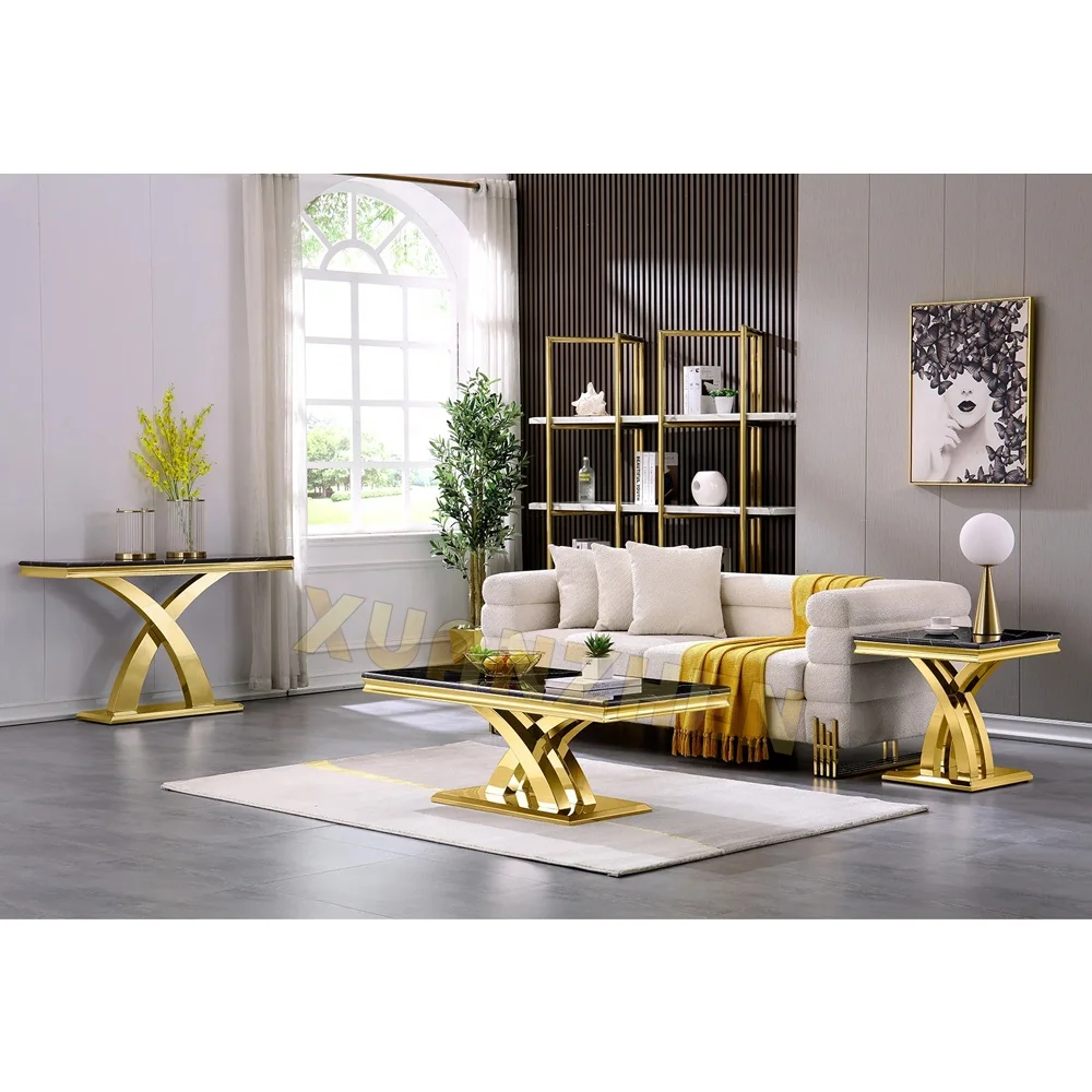 Living Room Furniture Rectangular Smart Tea Center Table Metal Nordic Gold Luxury Modern Marble Coffee Table for Sale