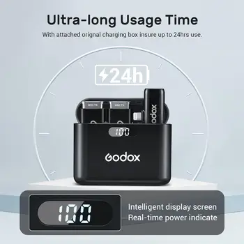 GODOX WES1 Kit2 Wireless Lavalier Microphone for IPhone/Lightning, 8H Battery Life, Dual Channel 2.4G Wireless Mic detail image