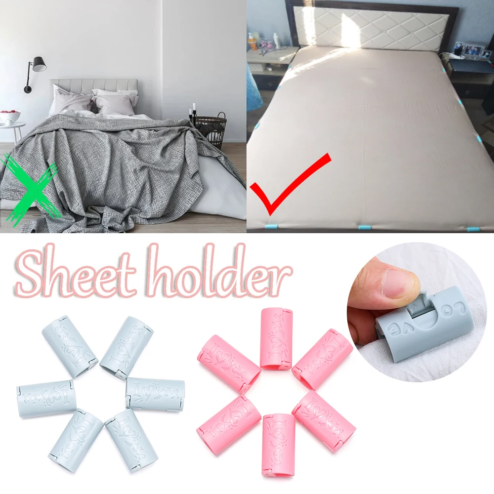 6Pcs Needle-Free Bed Sheet Clips Plastic Slip-Resistant Clamp Quilt Bed Cover Grippers Fasteners Mattress Holder For Sheet Home