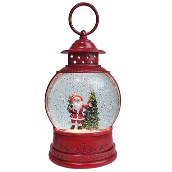 Christmas Musical Luminous Wind Lantern water globe swirl water glittering snow globe Resin Santa Inside