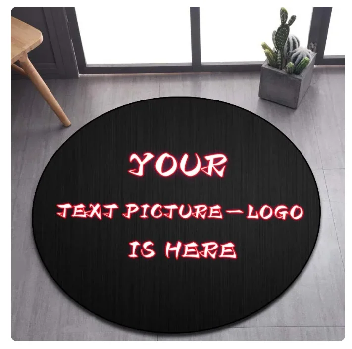 Custom Logo Mat Circle Carpet Anti-Slip Round Area Rug Large for Home Living Room Bedroom Decor Chair Drum Rug Chair Doormat