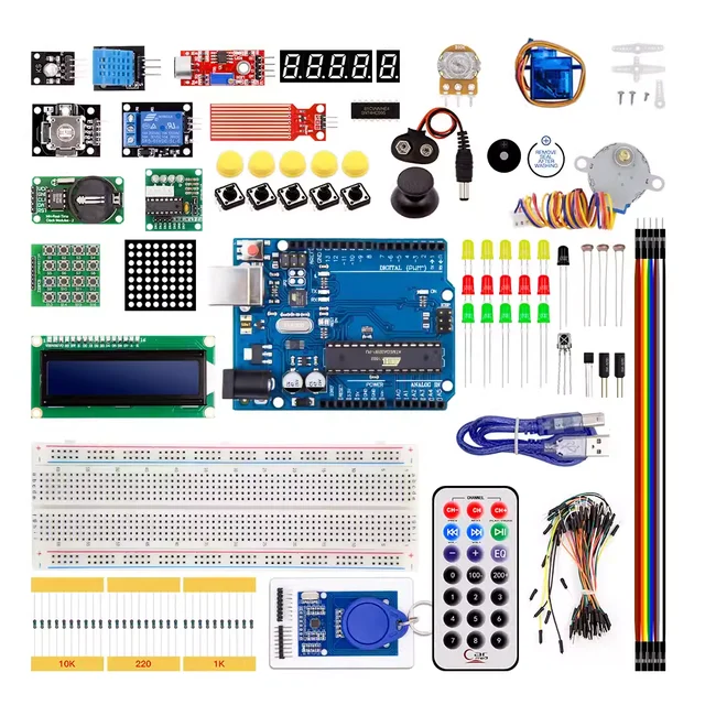 Applicable to Uno R 3 Development Board, upgrade version of the introductory learning kit stepping motor RFID learning kit