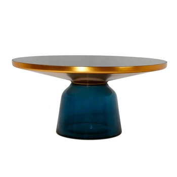 Wholesale Modern Designer Furniture Nordic Style Hotel Gold Round Glass Coffee Table Round Bell Side Coffee Table