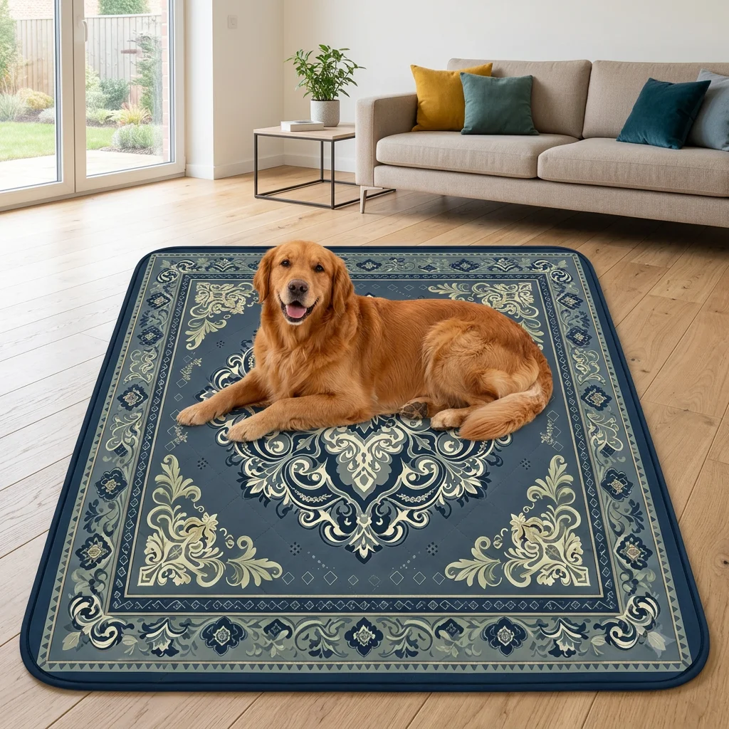 Baroque Floral Print Quilted Pet Mat — Product details 2
