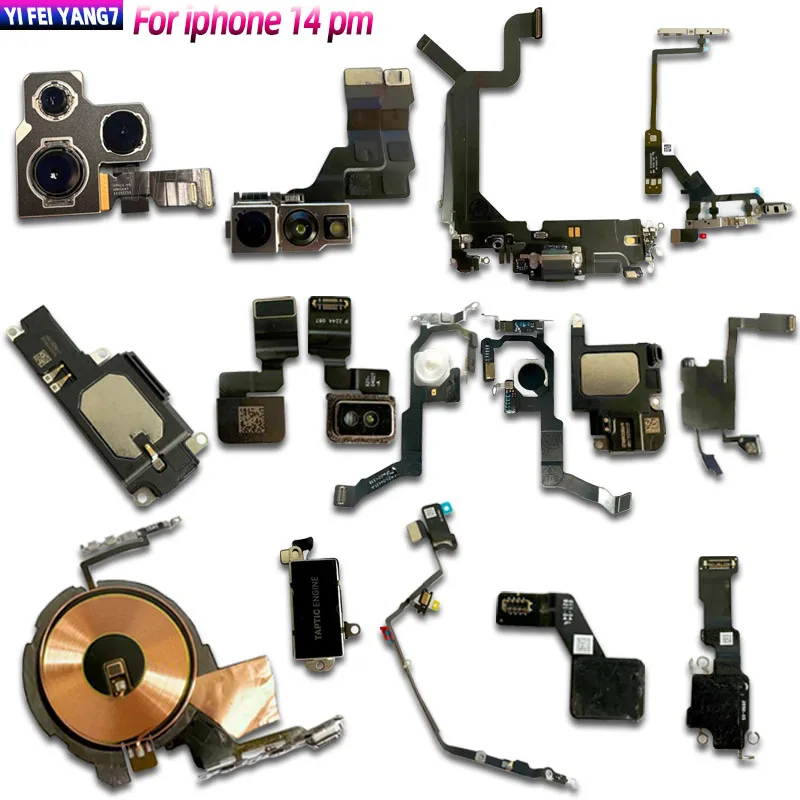 Original Front Camera Module Charging Port Loud Speaker Flex Vibrator Earpiece Flex for iPhone 14 Pro Max 14PM Mobile Phone
