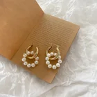Earrings Brassearrings Vershal High Quality Freshwater Pearl 18K Gold Plated Hoop Earrings For Women