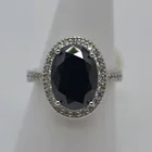 14k gold gemstone oval jet black diamond cubic zirconia ring natural stone ring diamond engagement ring for women jewelry