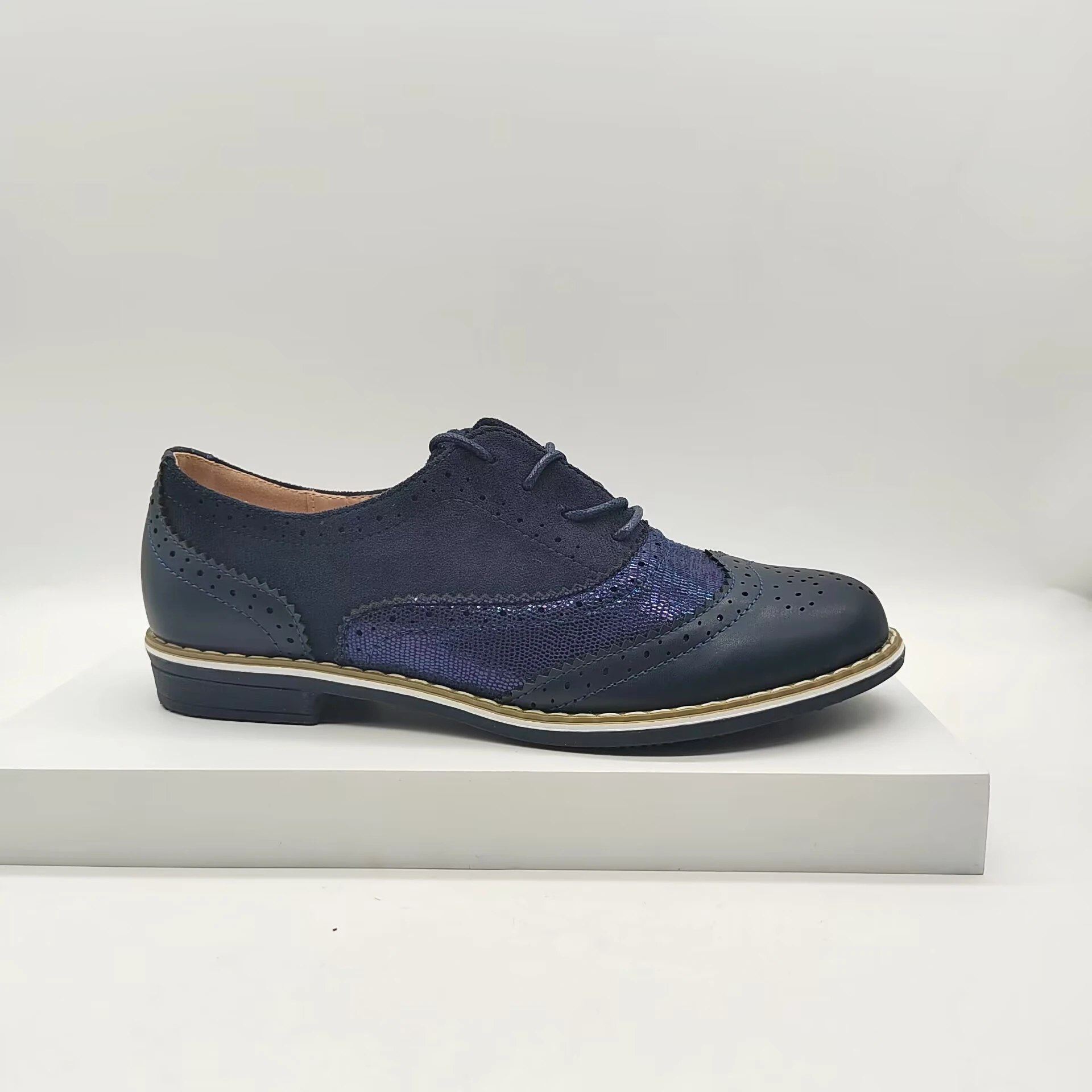 Ladies High Quality Boyfriend Women Flat Platform Lace up Dress