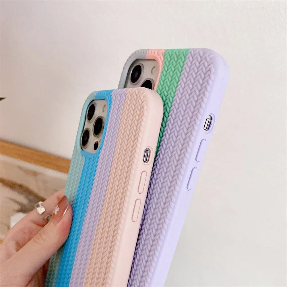 Rainbow Soft Silicone Designer Phone Case For Iphone 11 12 13 Pro Max Silicone Mobile Cover Case supplier