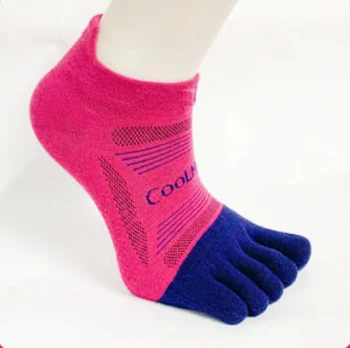 Fashion Custom Logo Design Colorful Wholesale Men Coolmax Fiber Sports Toe Socks