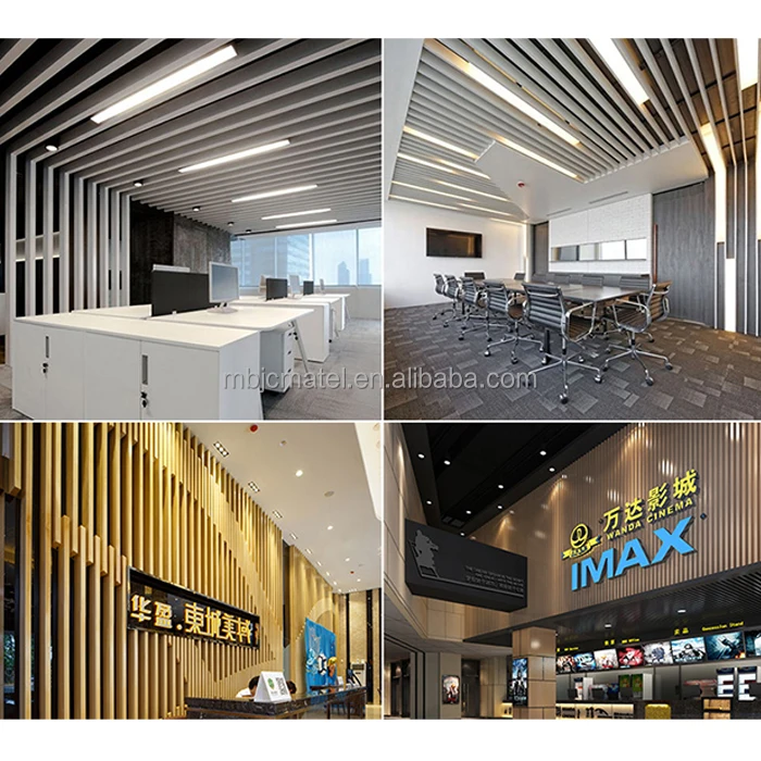 Grate Suspend Ceil Grid Surface Mount Strip Design Tube square Panel Screen Ceiling Aluminum S-strip Ceiling