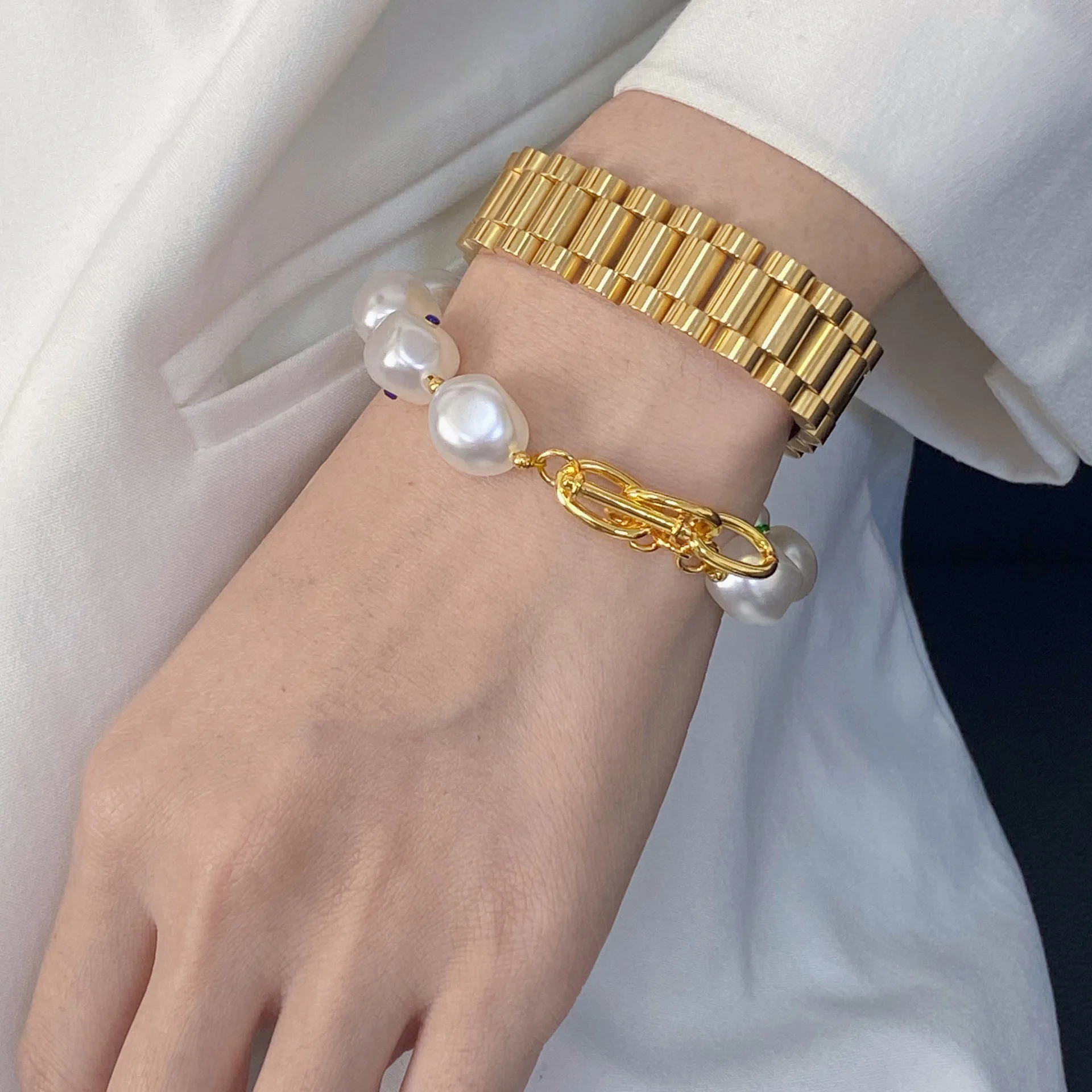 Simple Fashion Watch Strap Stainless Steel Metal Bracelet