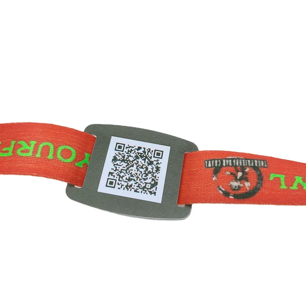Disposable Custom Personalised Comfortable NFC Textile Bracelets Ribbon Fabric Festival Events RFID Woven Wristband