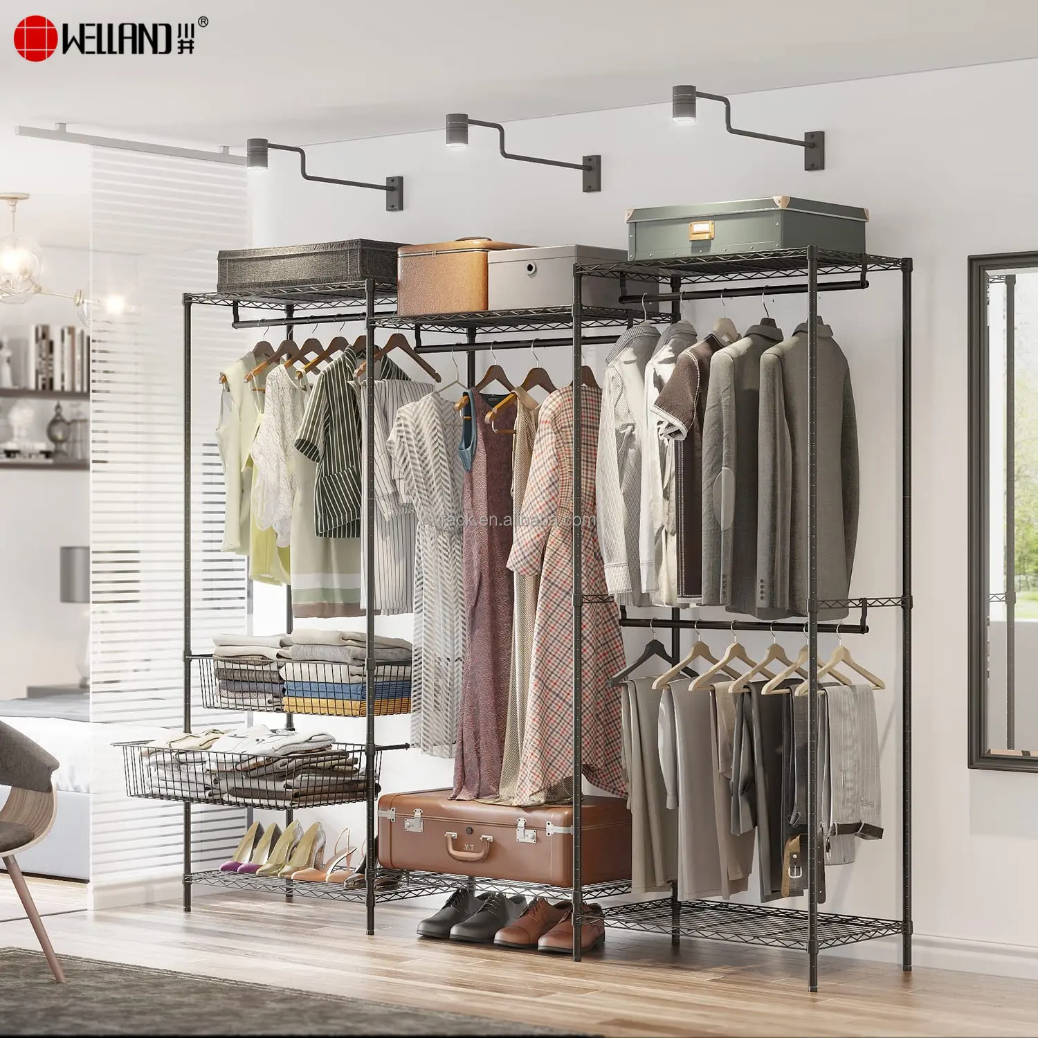Apparel Wire Racks Big Size Wardrobe Wire Clothing Rack - Heavy Duty & Adjustable