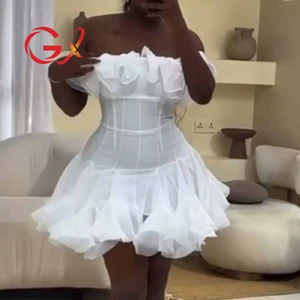 GX799 Fashion 2026 Summer Clothing Boutique Summer Women Sexy Mini Dresses Sleeveless Elegant Party Off Shoulder A-line Dress