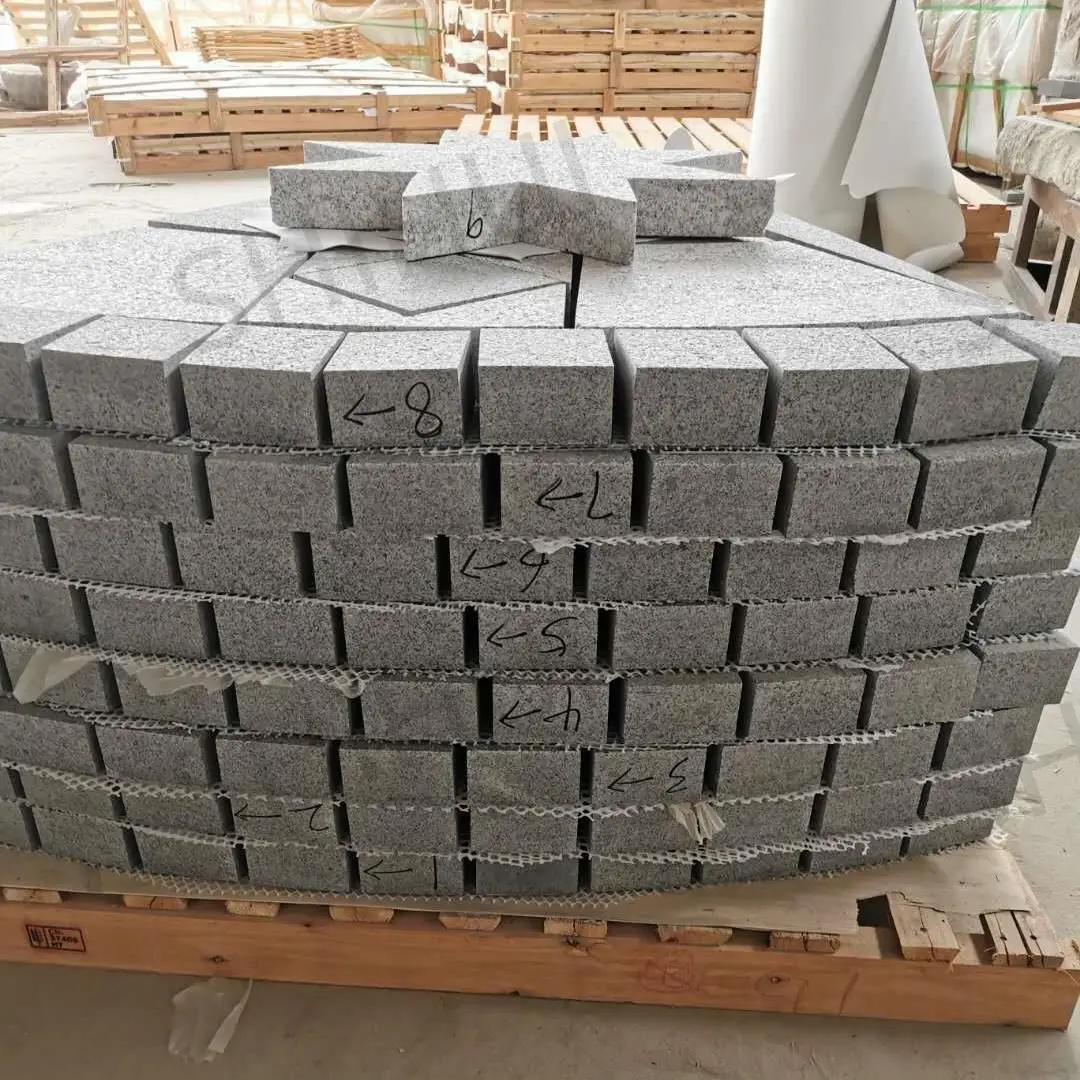 SH STONE Customized Natural Stone Mixed Round Granite Pavers Circular Pattern Medallion Paving Paver Stone Mesh Cobblestone