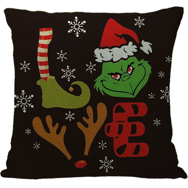 Xmas Cushion Cover Christmas Printed Pillow Case Throw Pillow Cover