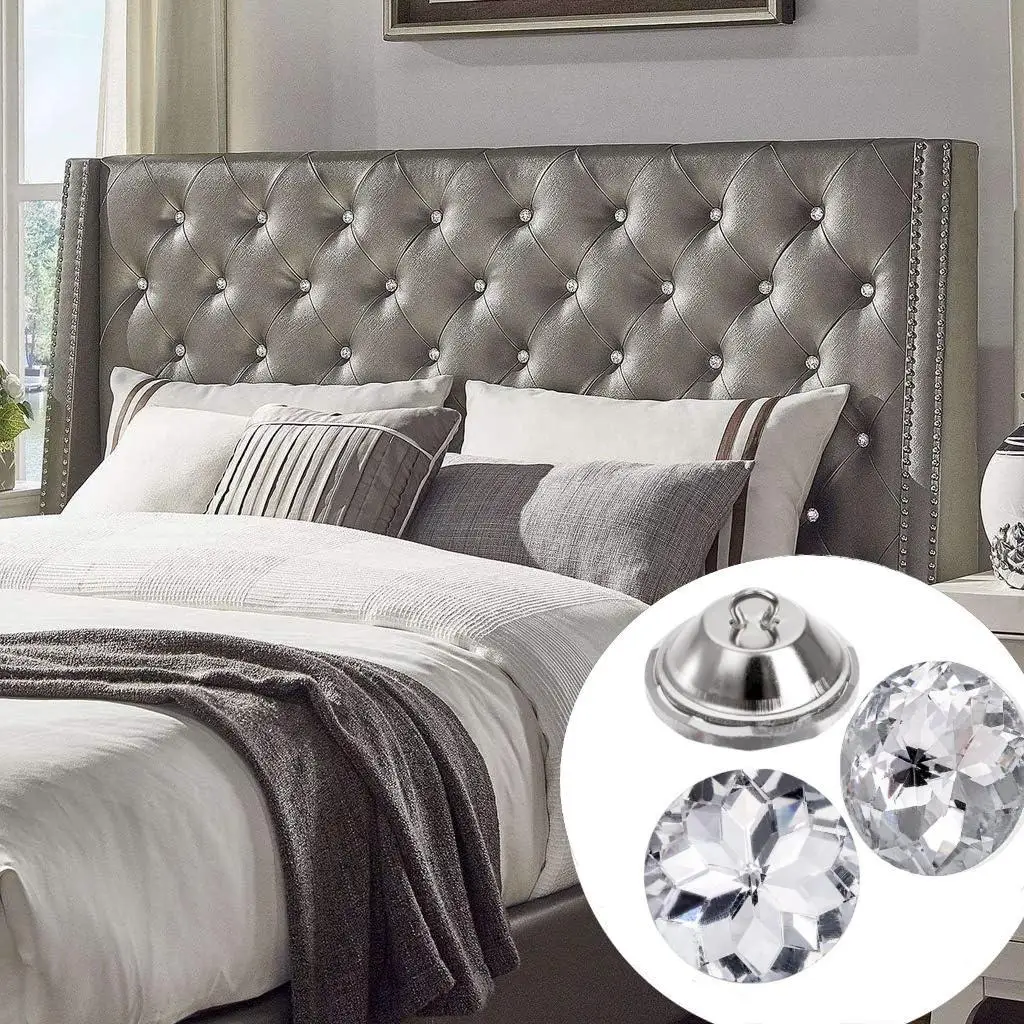 25mm Rhinestone Crystal Buttons Clear TuftingButtons Upholstery Buttons with Metal Loop Buttons for Sewing Sofa Bed Headboard