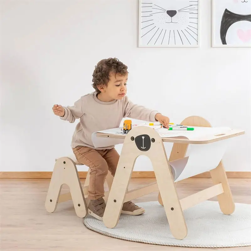 Montessori Table and Chair Multifunctional Kids Table and Chair Sets Children Square Dining Table Chair