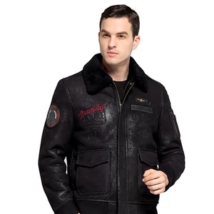 Real Cowhide Men's Jacket Can Be Customized With Embroidery Bomber Jacket