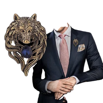 Vintage Wolf Head Lapel Brooch Set - Antique Dire Wolf/Coyote Design Pin For Men's Suits & Women's Blazers 6 thumbnail image